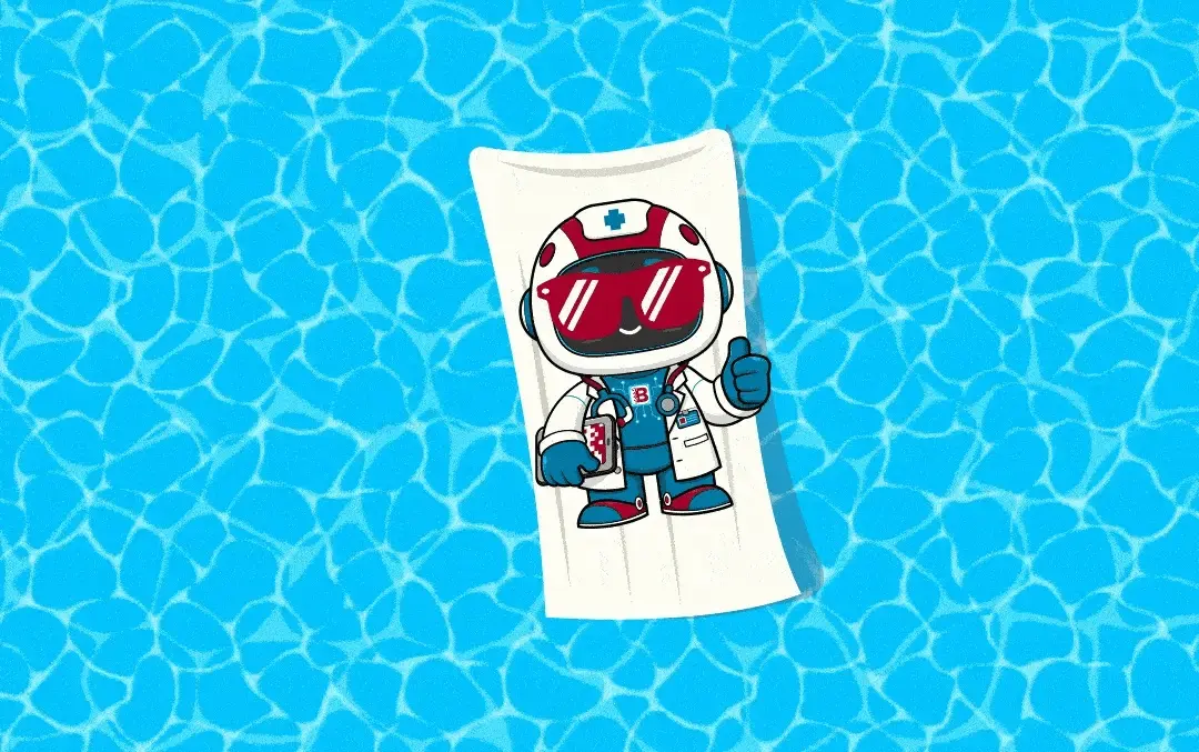Hemoncbytes mascot doctor enjoying in Pool.